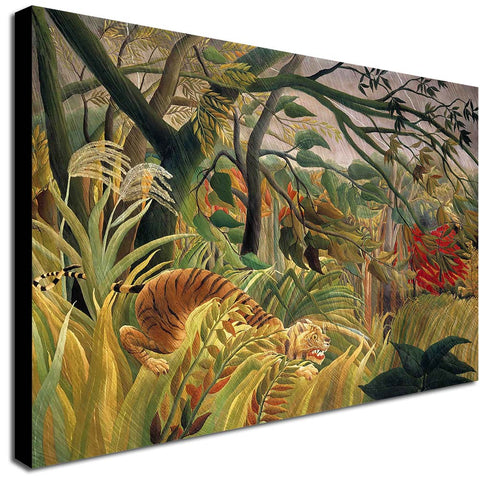 Tiger in a Tropical Storm by Henri Rousseau 1891 - Canvas Wall Art Framed Print - Various Sizes