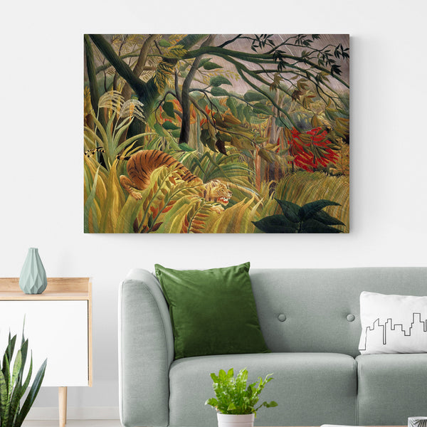 Tiger in a Tropical Storm by Henri Rousseau 1891 - Canvas Wall Art Framed Print - Various Sizes