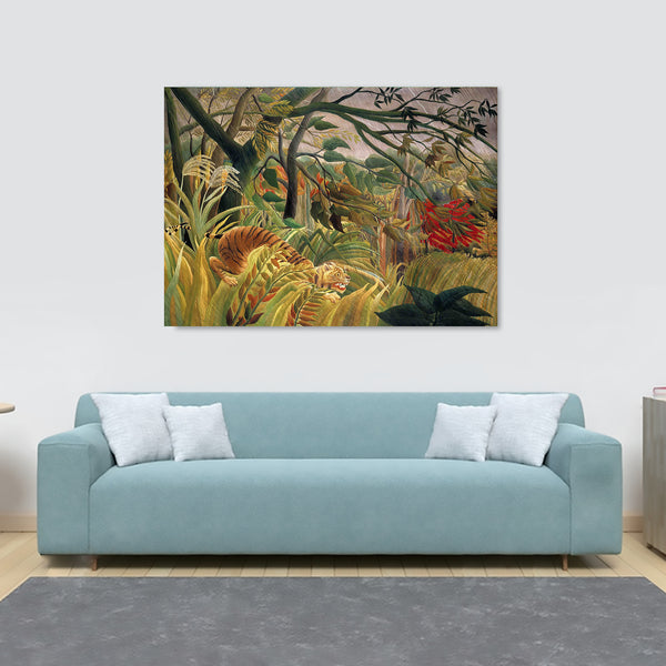 Tiger in a Tropical Storm by Henri Rousseau 1891 - Canvas Wall Art Framed Print - Various Sizes