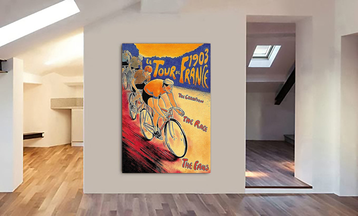 Tour De France - Vintage Bicycle Wall Art 1903 - Canvas Wall Art Framed Print - Various Sizes
