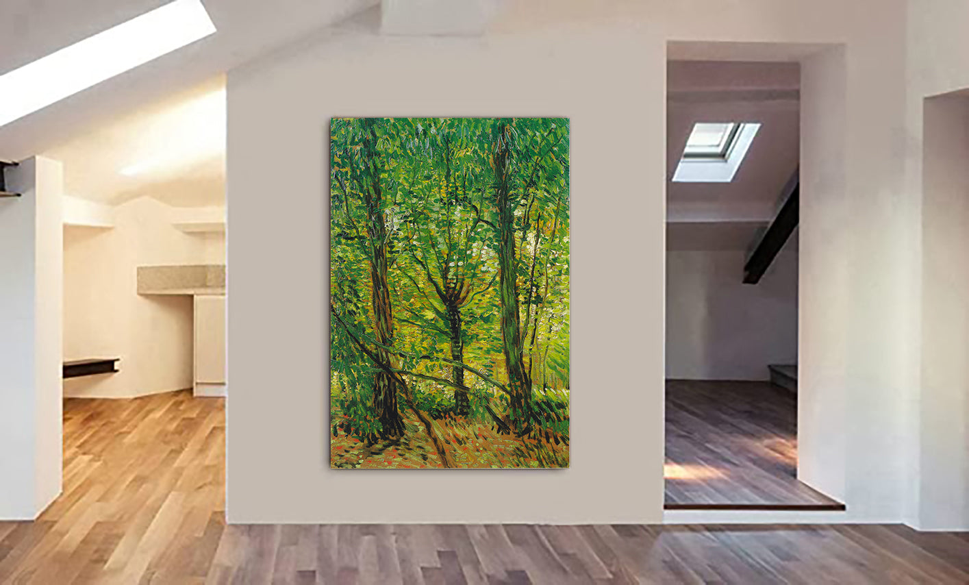 Trees and Undergrowth by Vincent Van Gogh - Canvas Wall Art Framed Print - Various Sizes