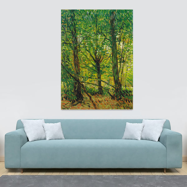 Trees and Undergrowth by Vincent Van Gogh - Canvas Wall Art Framed Print - Various Sizes