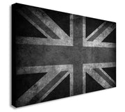 Union Jack - Black And White - Canvas Wall Art Framed Print - Various Sizes