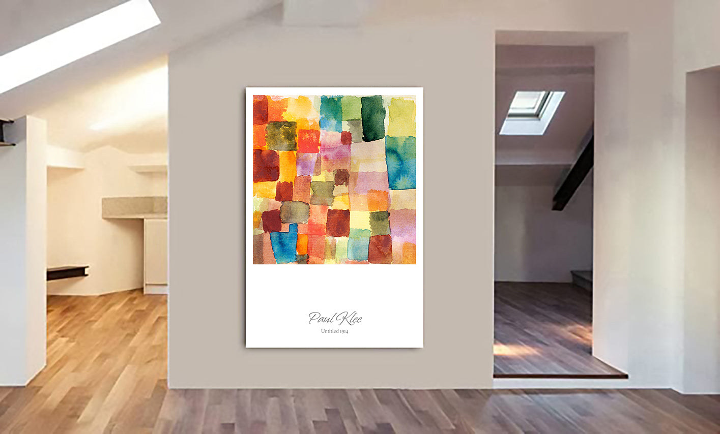 Untitled (1914) Abstract by Paul Klee - Canvas Wall Art Framed Print - Various Sizes