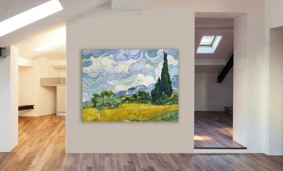 Vincent Van Gogh - Wheat Field with Cypresses - Canvas Wall Art Framed Print - Various Sizes