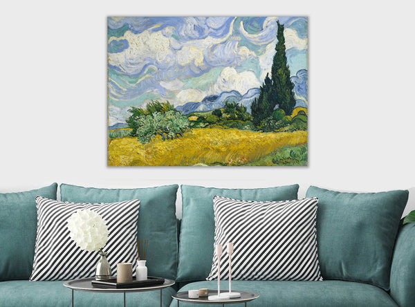 Vincent Van Gogh - Wheat Field with Cypresses - Canvas Wall Art Framed Print - Various Sizes