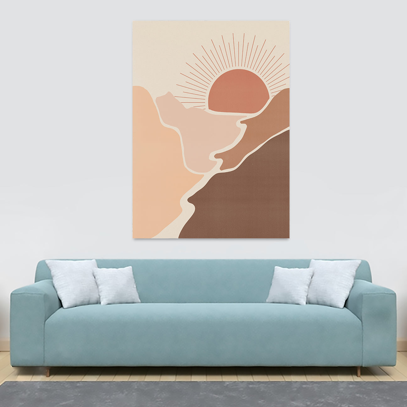 Valley - Boho Abstract Minimalist Wall Art - Canvas Wall Art Framed Print - Various Sizes