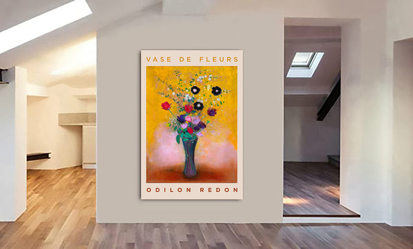 Vase De Fleurs by Odilon Redon - Canvas Wall Art Framed Print - Various Sizes