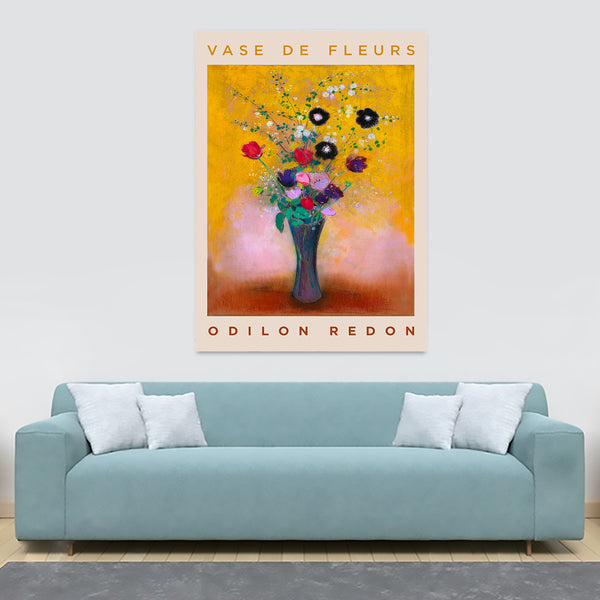 Vase De Fleurs by Odilon Redon - Canvas Wall Art Framed Print - Various Sizes