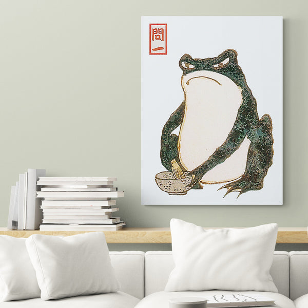 Vintage Angry Frog - Japanese Art by Matsumoto Hoji - Canvas Wall Art Framed Print - Various Sizes