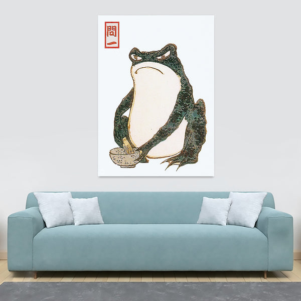 Vintage Angry Frog - Japanese Art by Matsumoto Hoji - Canvas Wall Art Framed Print - Various Sizes