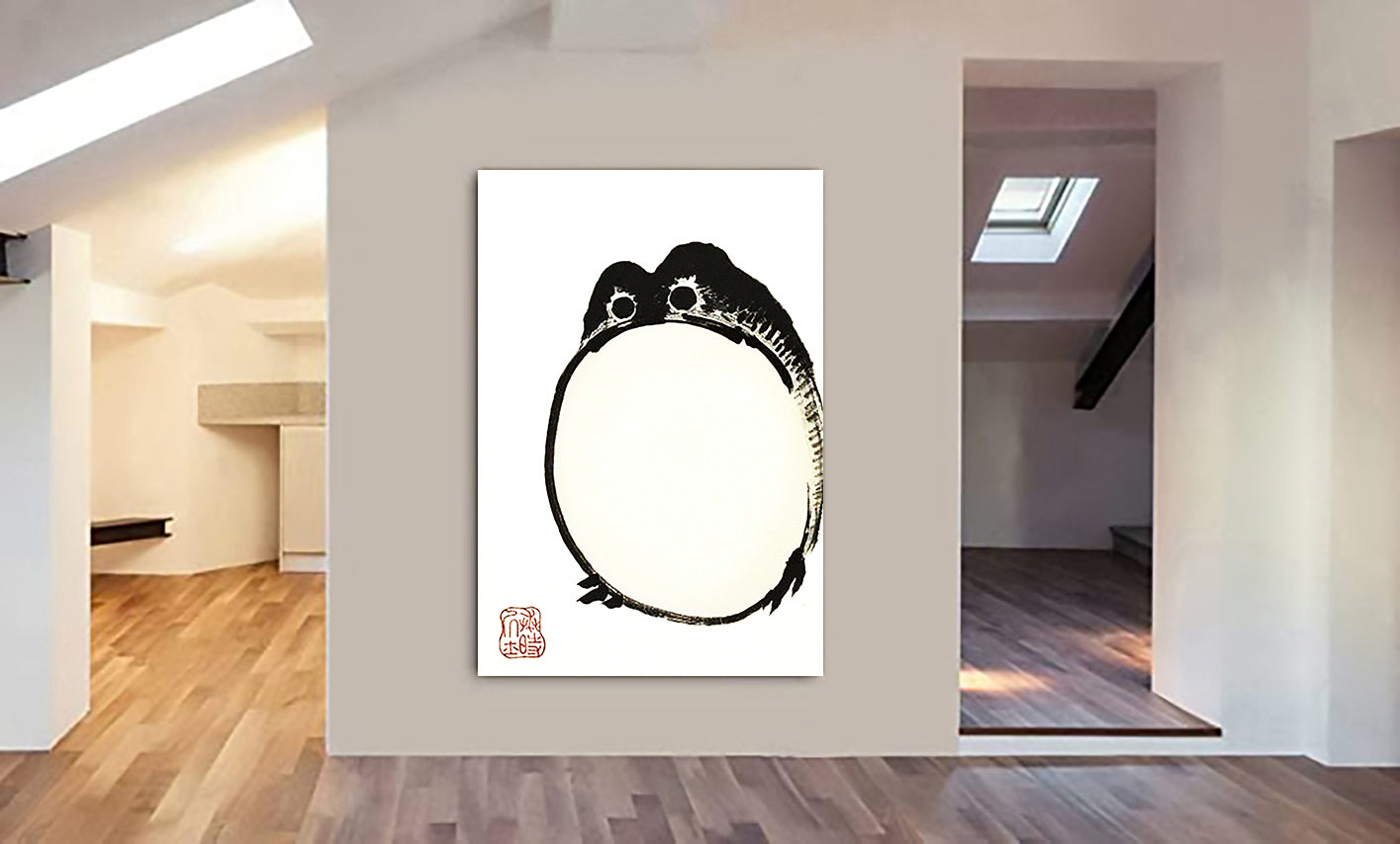 Vintage Fat Frog - Japanese Art by Matsumoto Hoji - Canvas Wall Art Framed Print - Various Sizes