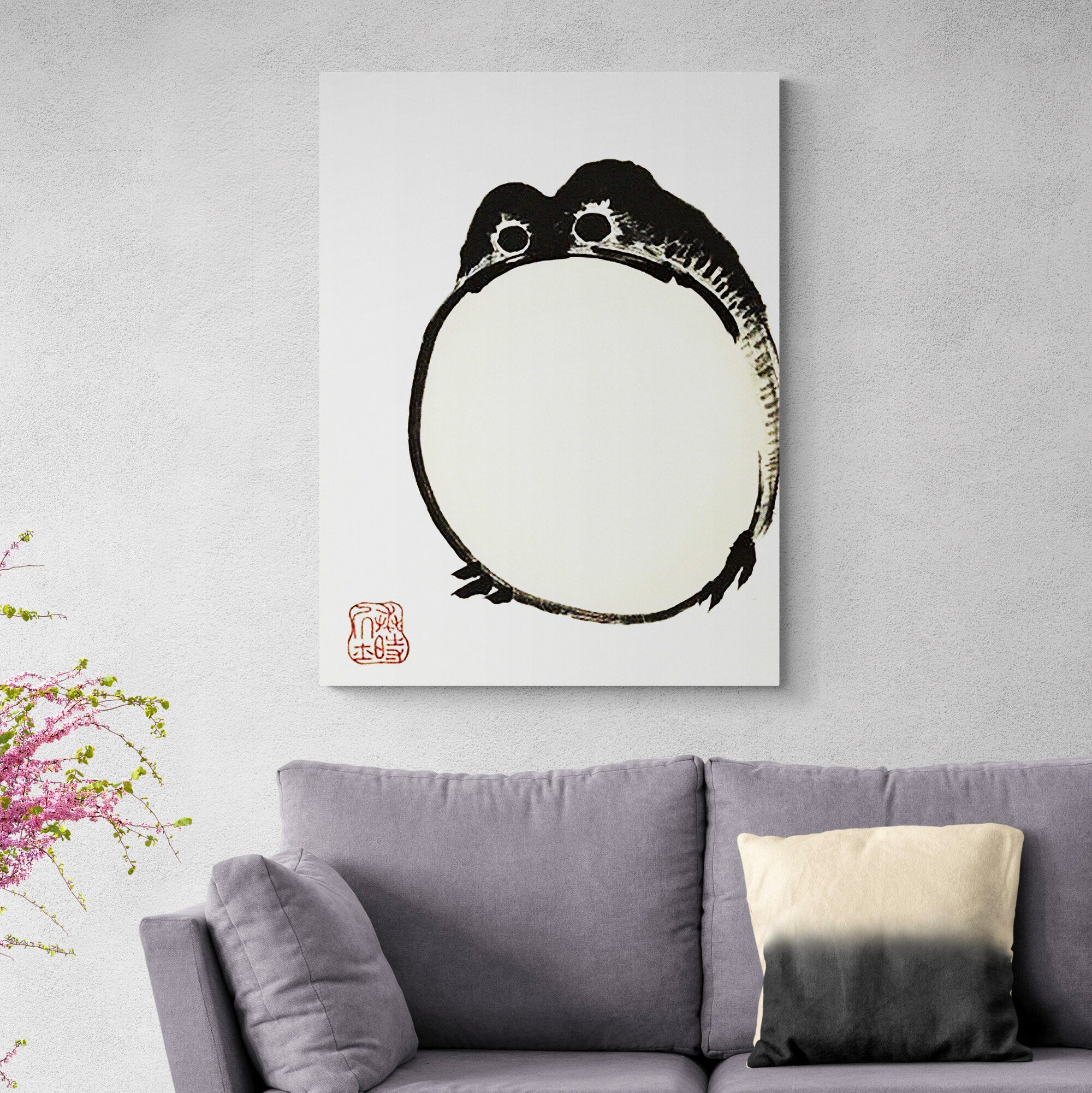 Vintage Fat Frog - Japanese Art by Matsumoto Hoji - Canvas Wall Art Framed Print - Various Sizes