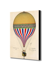 Vintage Hot Air Balloon Art - The Tricolor With French Flag Paris, 1874 - Canvas Wall Art Framed Print - Various Sizes