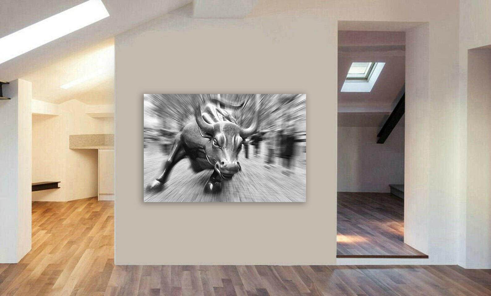 Wall Street Charging Bull - Canvas Wall Art Framed Print Various Sizes
