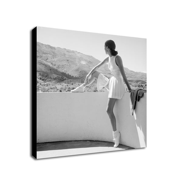 Woman In Tennis Outfit Fashion Photography by Toni Frissell - 1947 - Framed Canvas Wall Art Print - Various Sizes