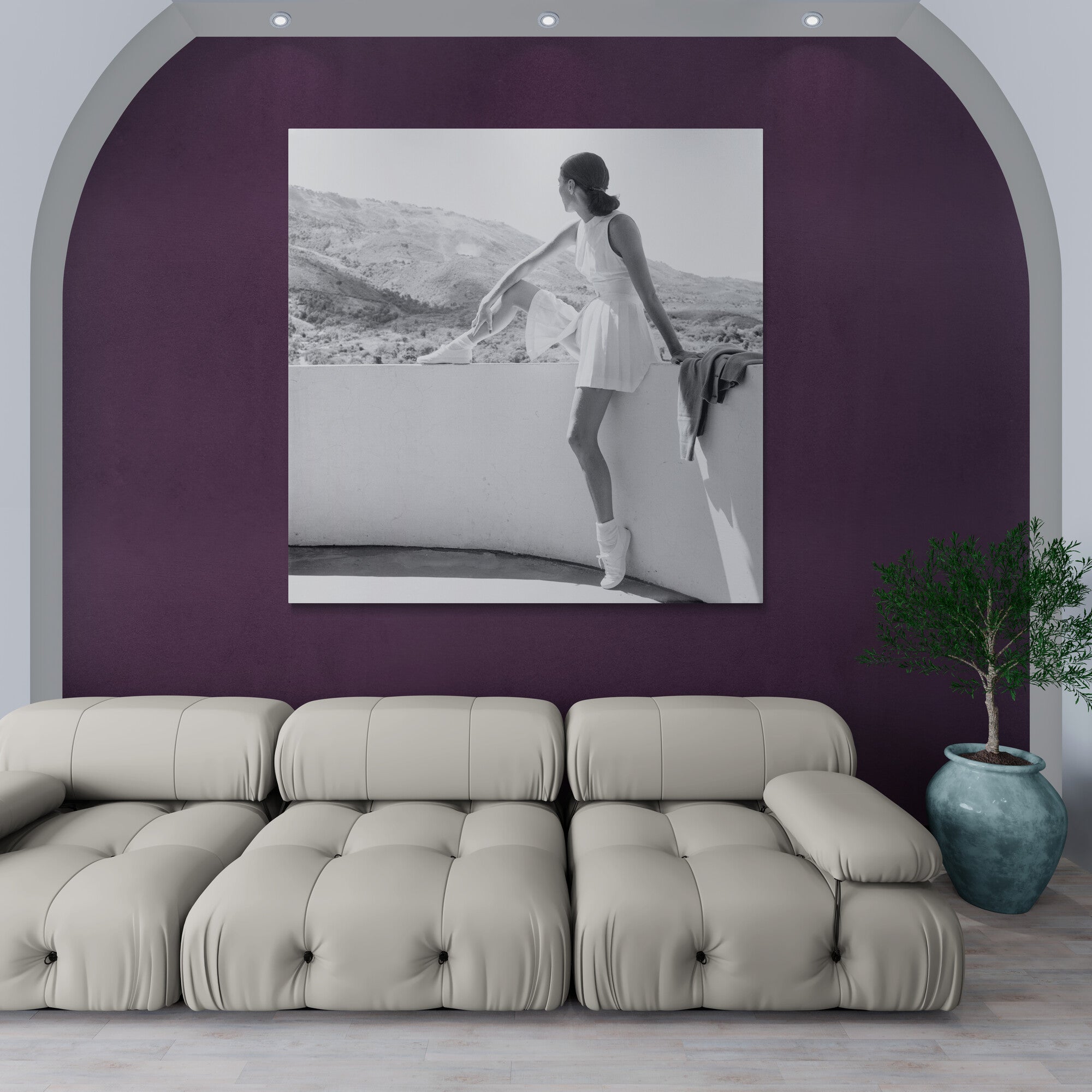 Woman In Tennis Outfit Fashion Photography by Toni Frissell - 1947 - Framed Canvas Wall Art Print - Various Sizes