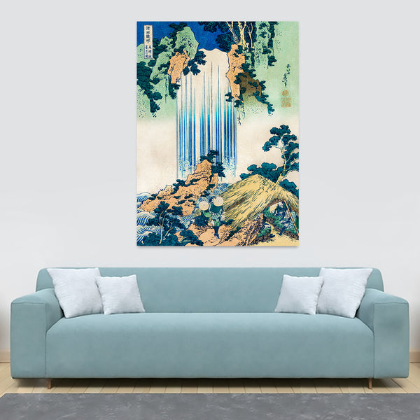 Yoro Waterfall in Mino Province by Katsushika Hokusai - Japanese Canvas Wall Art Framed Print - Various Sizes