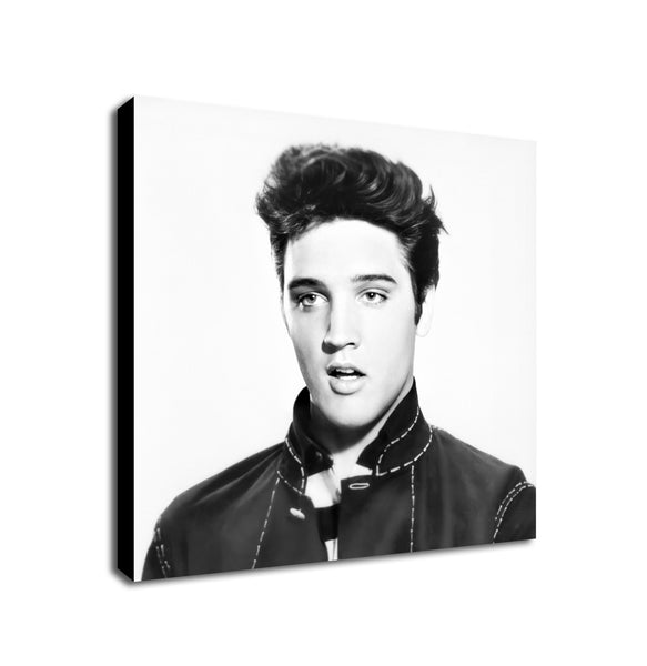 Young Elvis Presley - Black and White Photo - Square - Framed Canvas Wall Art Print - Various Sizes