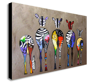 Zebra Abstract Colourful - Canvas Wall Art Framed Print - Various Sizes