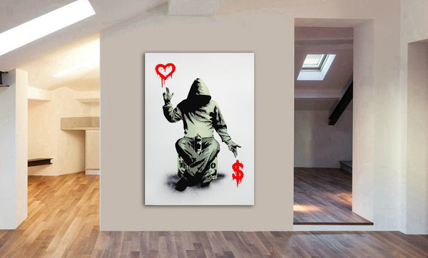 Banksy - Love And Money - Canvas Wall Art Framed Print - Various Sizes