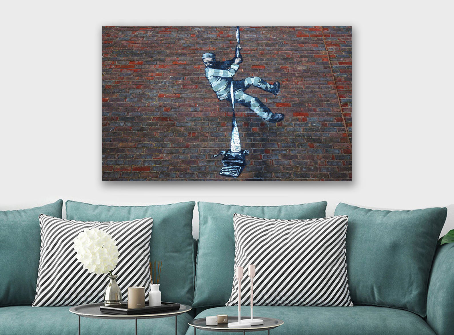 Banksy - Escaping Prisoner - Canvas Wall Art Framed Print - Various Sizes