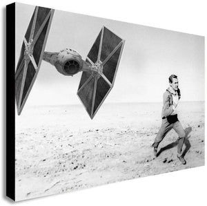 North by Northwest - Cary Grant - Star Wars Tie Fighter - Canvas Wall Art Framed Print - Various Sizes