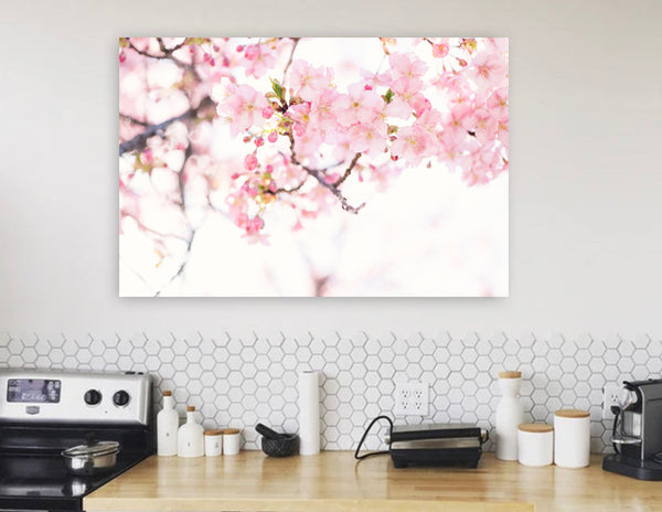 Cherry Blossom Pink Flower - Canvas Wall Art Framed Print - Various Sizes