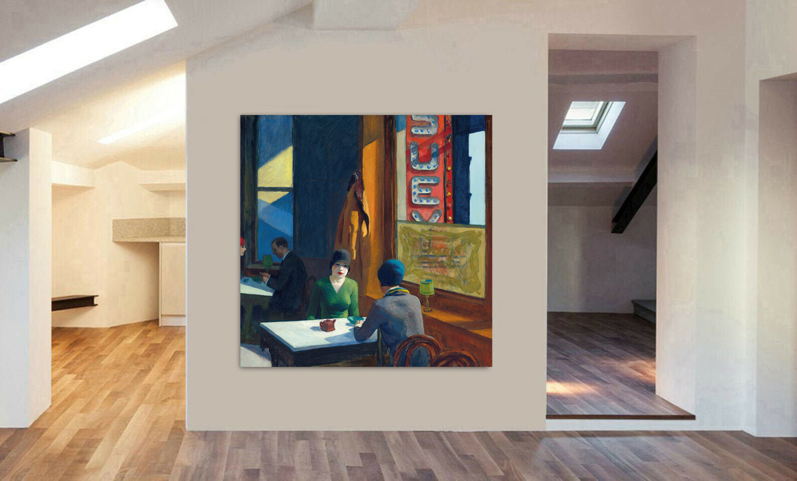 Edward Hopper - Chop Suey - Framed Canvas Wall Art Print - Various Sizes