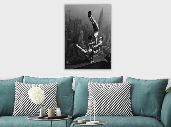 Acrobats - Empire State Building - Canvas Wall Art Framed Print - Various Sizes