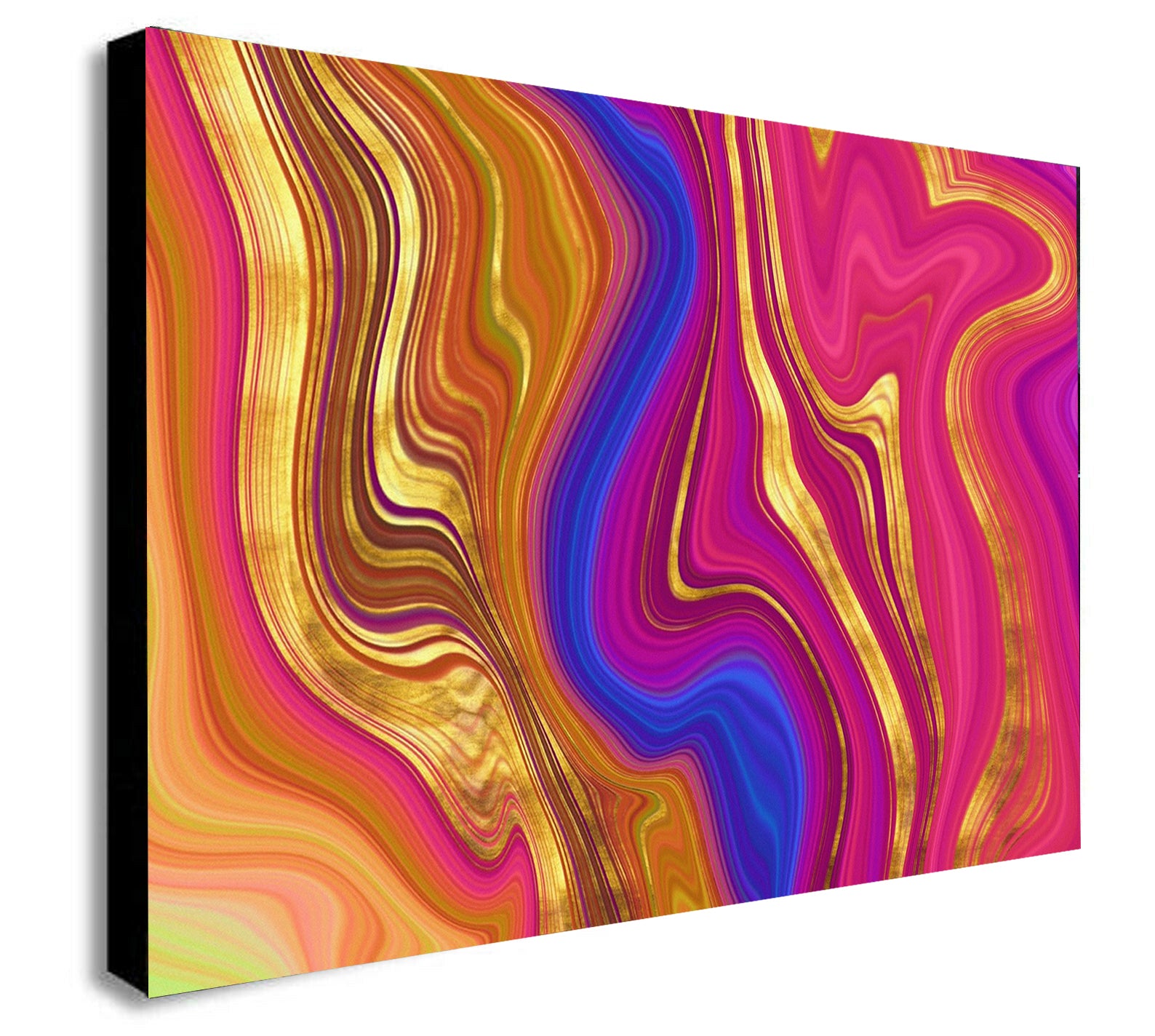 Texture Pink Blue Gold Colour - Canvas Wall Art Framed Print - Various Sizes