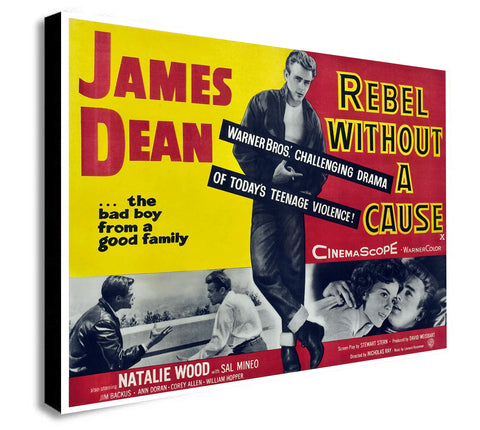 James Dean - Rebel Without A Cause - Canvas Wall Art Framed Print- Various Sizes