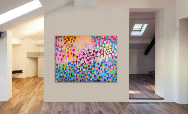Graffiti Multi-Coloured Dots - Canvas Wall Art Framed Print - Various Sizes