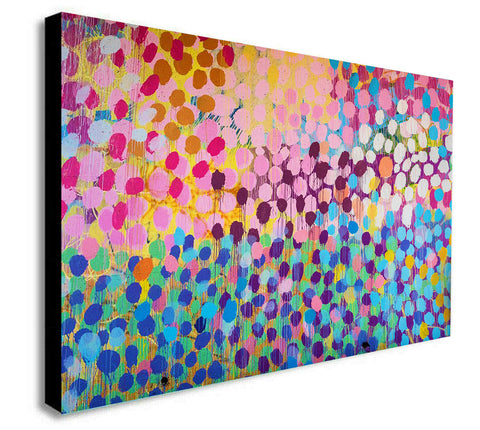 Graffiti Multi-Coloured Dots - Canvas Wall Art Framed Print - Various Sizes
