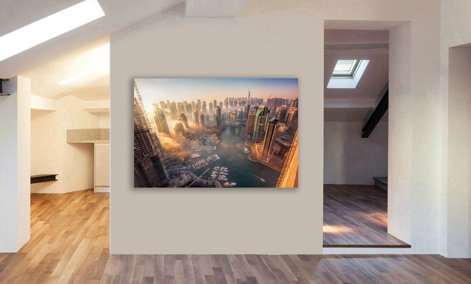 Dubai Marina From Above - Canvas Wall Art Framed Print - Various Sizes