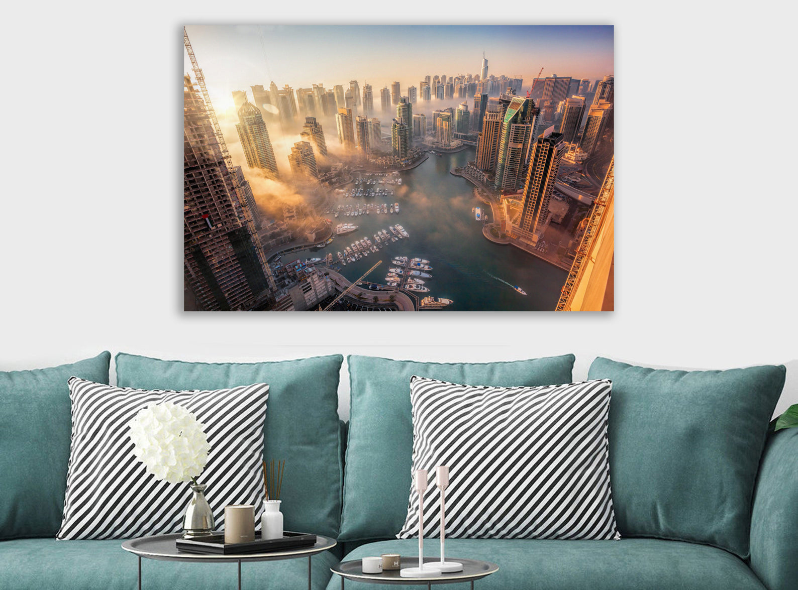 Dubai Marina From Above - Canvas Wall Art Framed Print - Various Sizes
