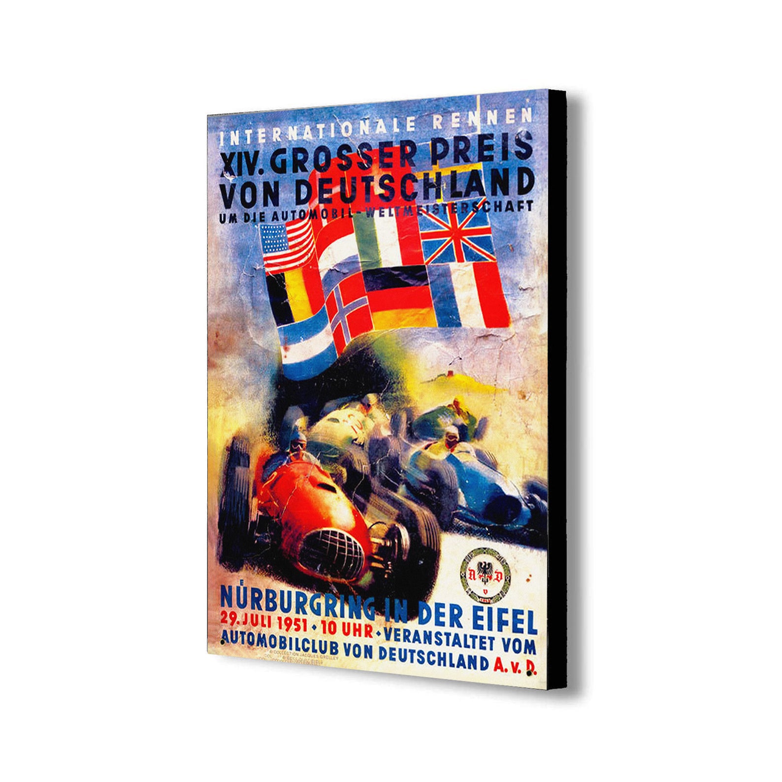German Grand Prix - 1951 Vintage Motor Racing - Canvas Wall Art Framed Print - Various Sizes