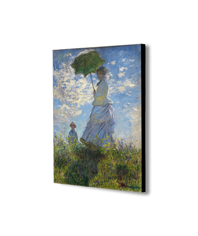 Woman with a Parasol, Madame Monet and Her Son by Claude Monet - Canvas Wall Art Framed Print - Various Sizes