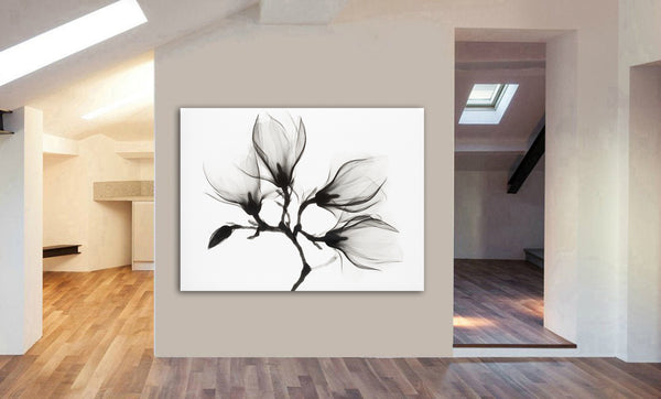 Magnolia Plant With Four Flowers - Canvas Wall Art Framed Print - Various Sizes