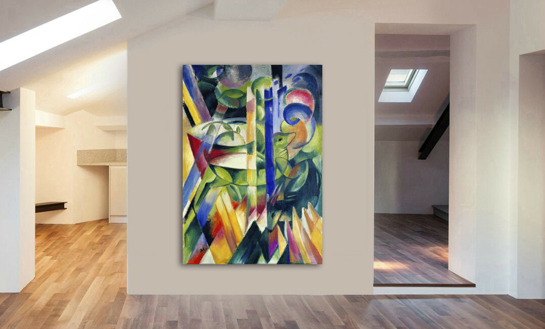 The Little Mountain Goats Franz Marc - Canvas Wall Art Framed Print - Various Sizes