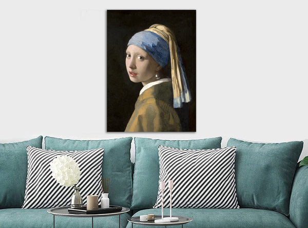 Girl with a Pearl Earring by Johannes Vermeer - Canvas Wall Art Framed Print