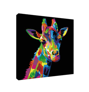Giraffe Pop Art Multicolour - Canvas Framed Wall Art Print - Various Sizes