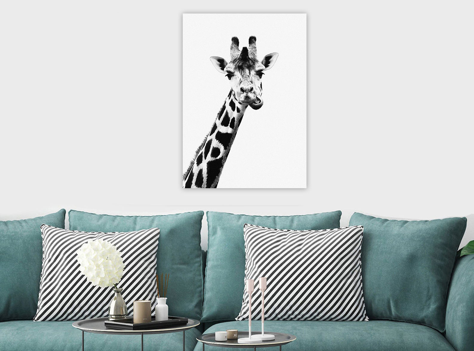 Giraffe Chewing - Funny - Canvas Wall Art Framed Print - Various Sizes