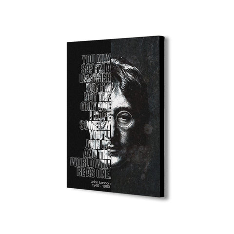 John Lennon - Imagine - The Beatles - Canvas Wall Art Framed Print - Various Sizes