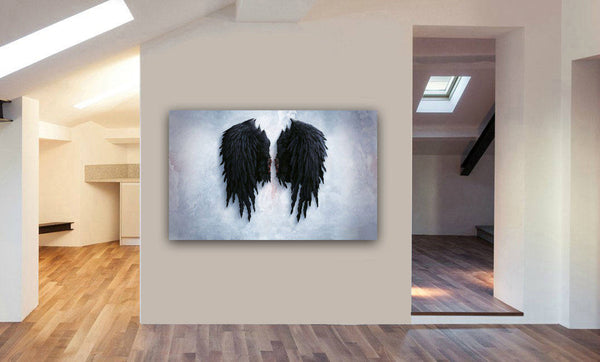 Banksy Black Angel Wings Canvas Wall Art Print - Various Sizes