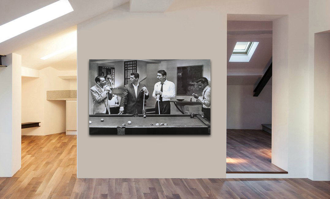The Rat Pack Playing Pool Canvas Wall Art Framed Print - Various Sizes