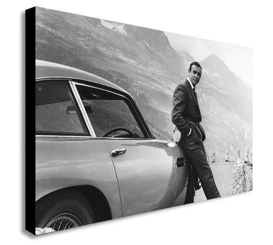 James Bond Sean Connery Aston Martin Canvas Wall Art Framed Print - Various Sizes