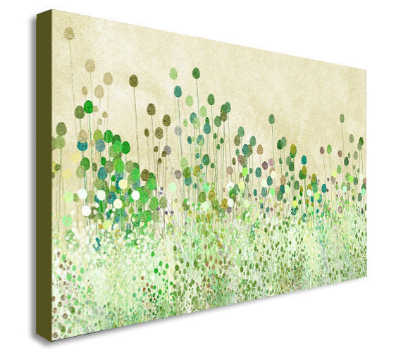 Green Poppy Buds Abstract Canvas Wall Art Print - Various Sizes