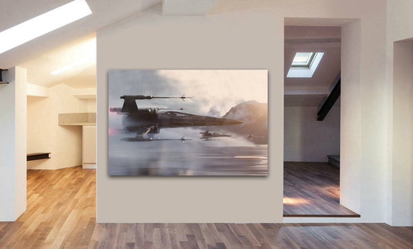 X Wing Over Water Star Wars Canvas Wall Art Print - Various Sizes