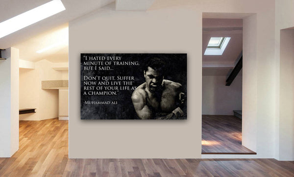 Muhammad Ali Don't Quit Quote - Canvas Wall Art Print - Various Sizes